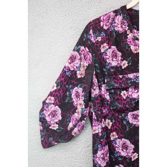 Torrid Harper Floral 3/4 Puff Sleeve Tunic-Size 00 M/L (10)-Pockets - Picture 3 of 13